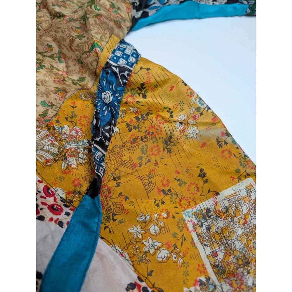 NWT Sacred Threads Vintage 100% Silk Patchwork Long Kimono M - Picture 6 of 10